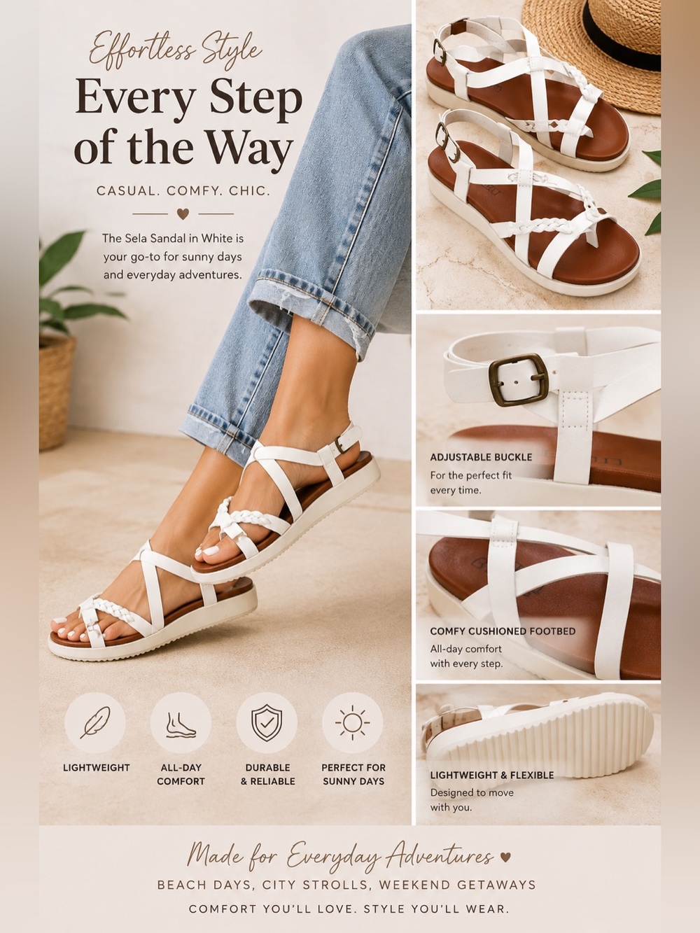 Not Rated Sela Sandal in White Womens 8.5